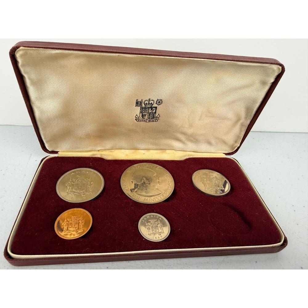 Royal Mint Jamaica 1969 Proof Coin Set Bustamante Prime Minister 5 Coins - BK